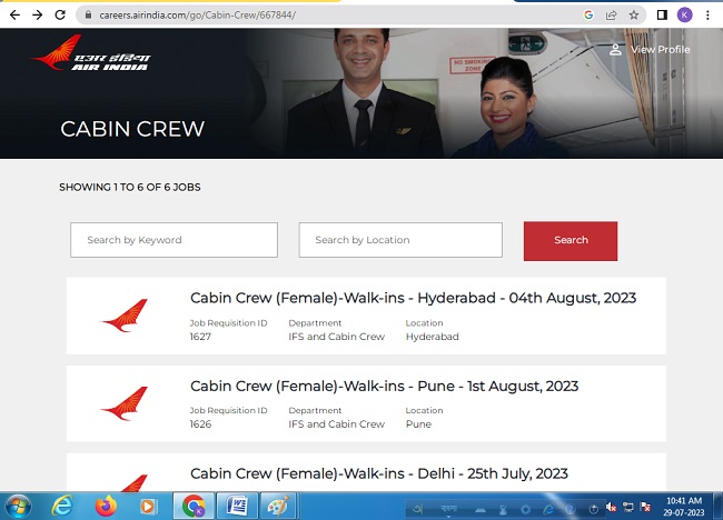 Cabin Crew air India